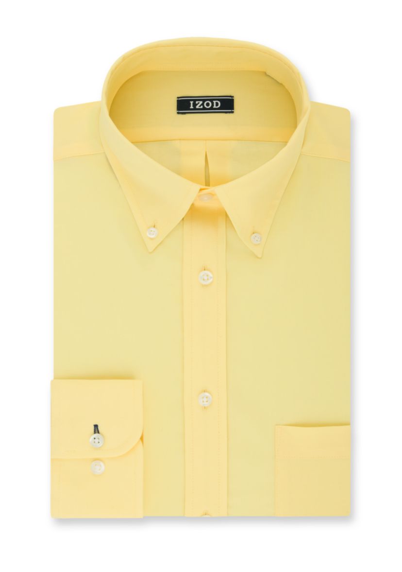 Izod Yellow Regular Fit All Over Stretch Dress Shirt