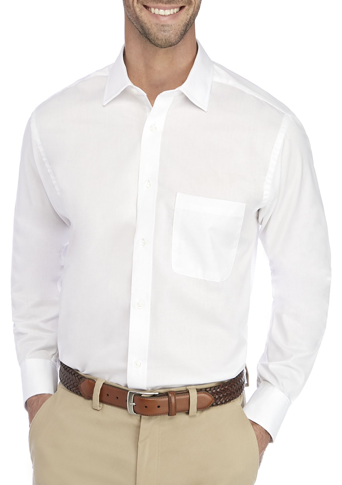 Regular Fit Long Lasting White All Over Stretch Dress Shirt
