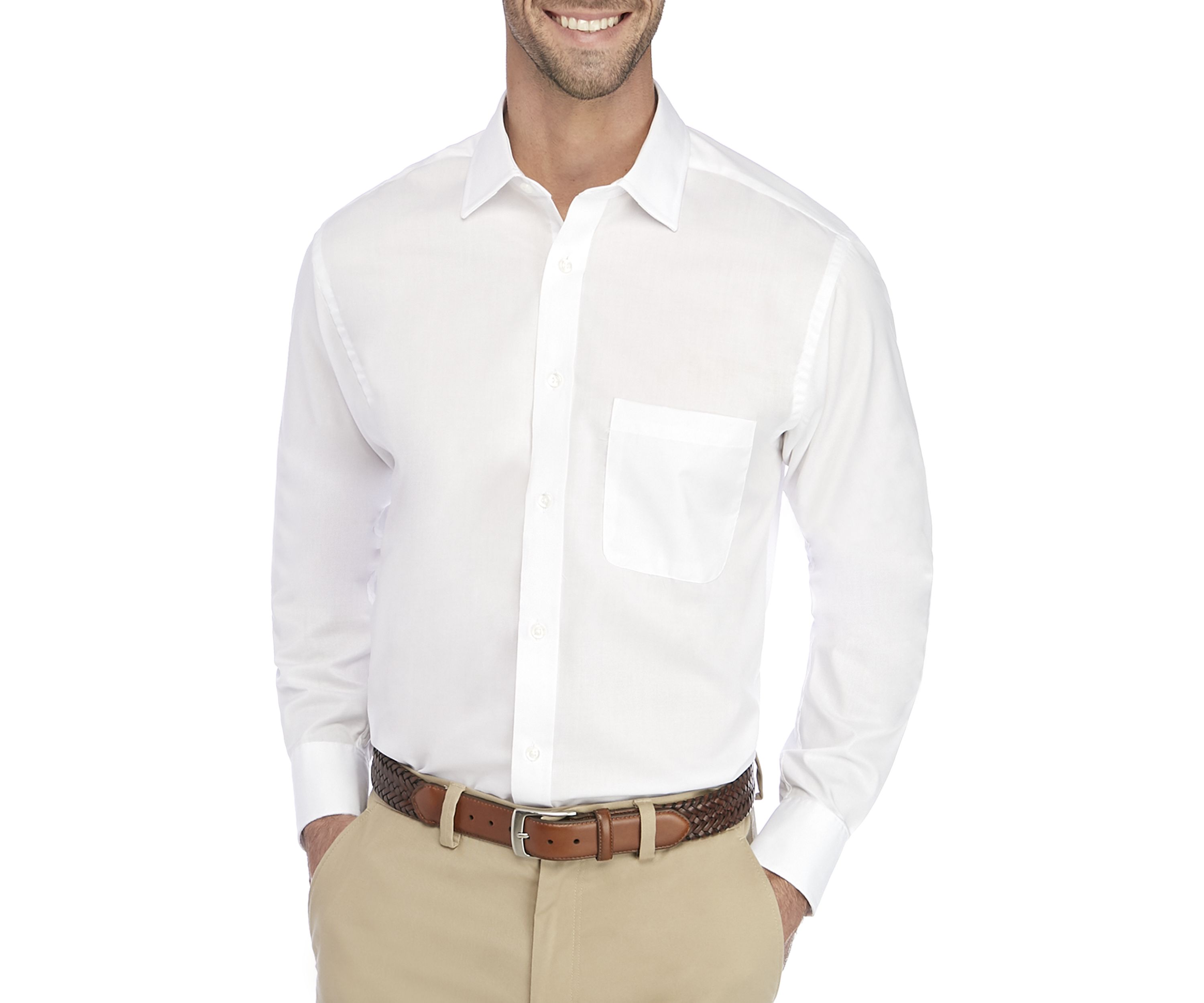 Regular Fit Long Lasting White All Over Stretch Dress Shirt