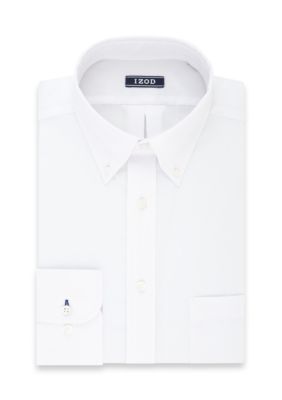 IZOD Regular Fit Long Lasting White All Over Stretch Dress Shirt