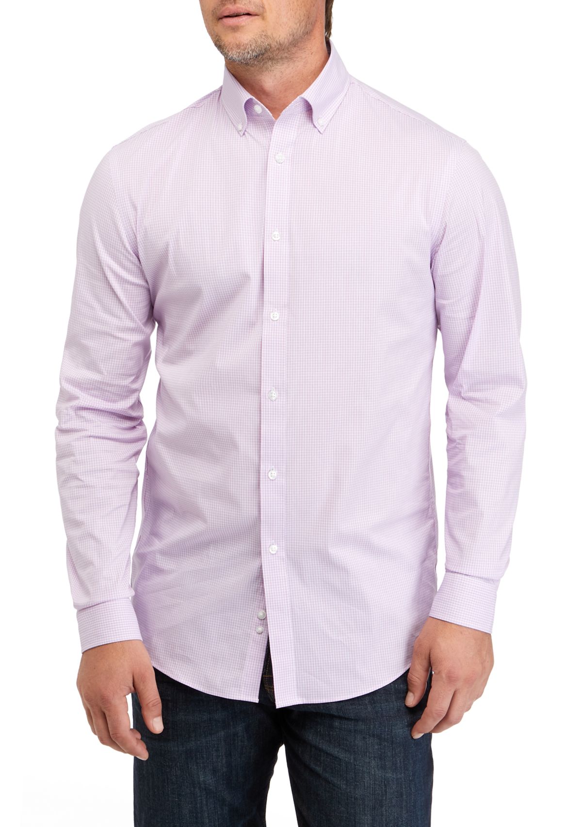 Mens Slim Fit Stretch Cool FX Cooling Collar Dress Shirt