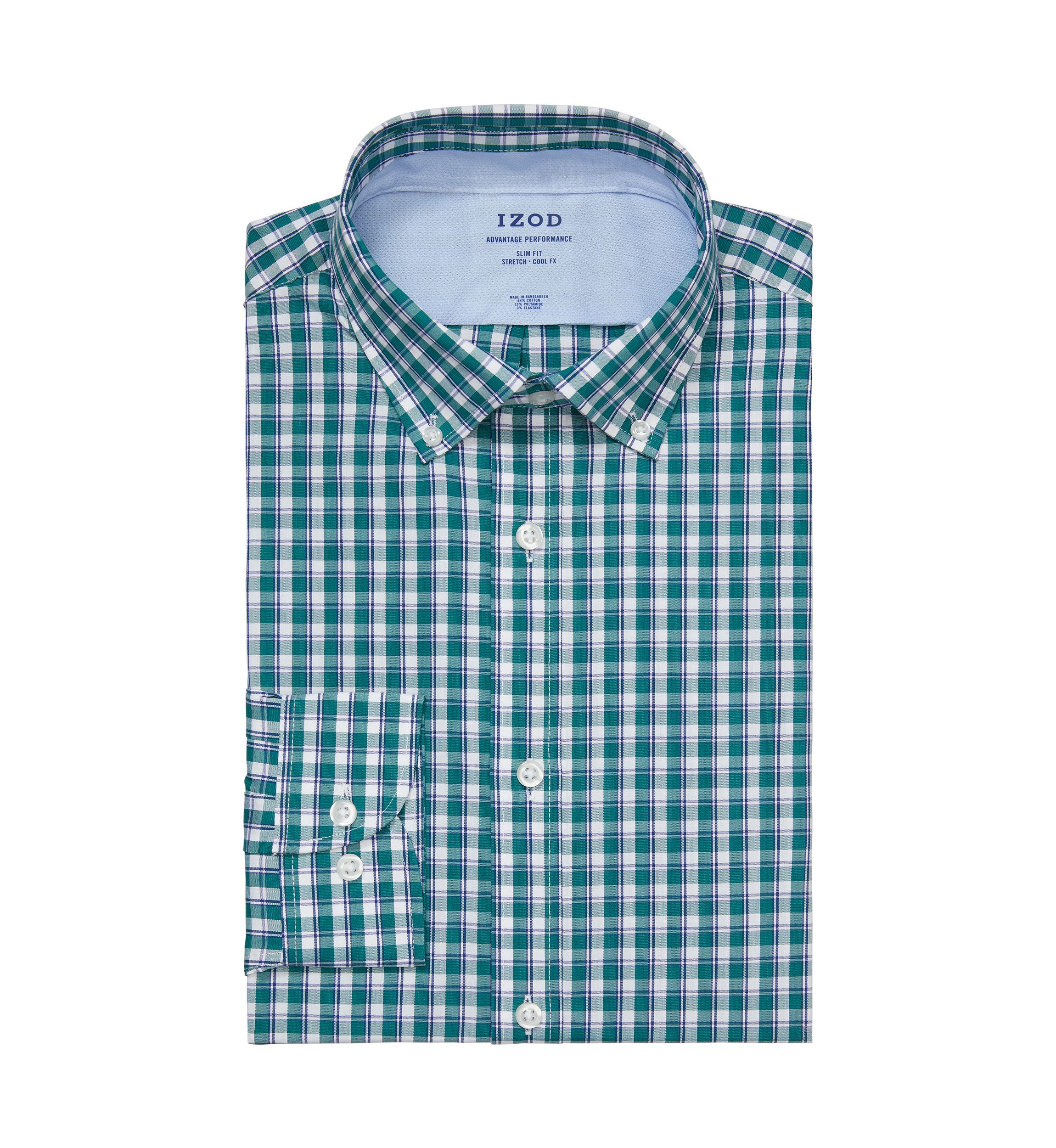 Mens Slim Fit Stretch Cool FX Cooling Collar Dress Shirt