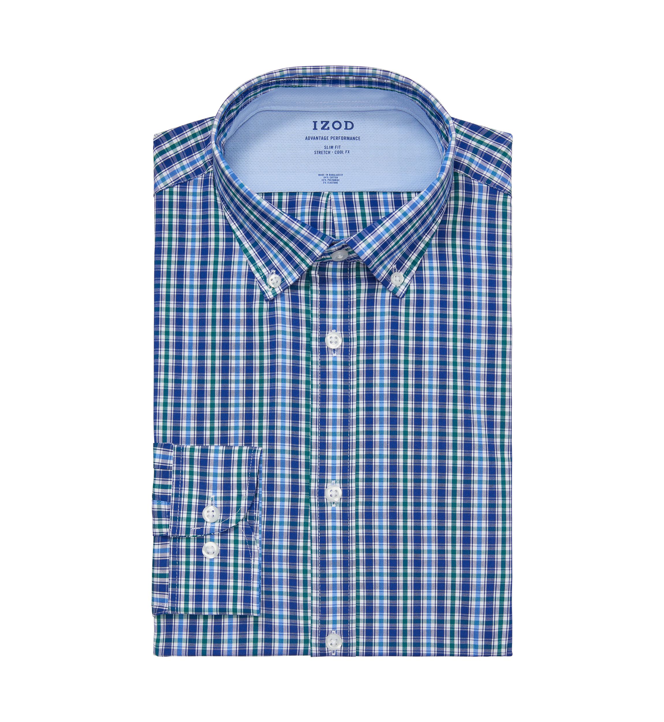 Mens Slim Fit Stretch Cool FX Cooling Collar Dress Shirt