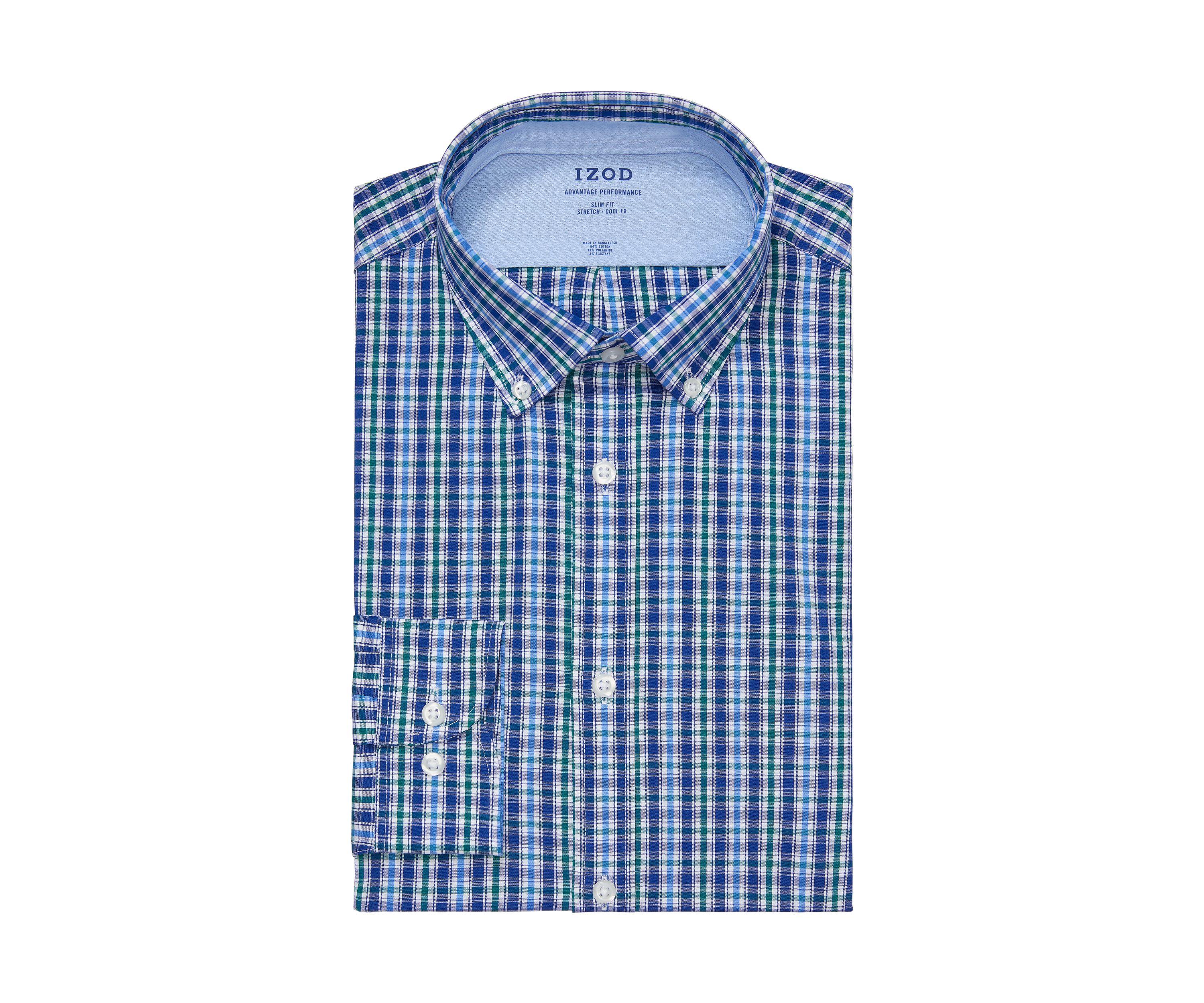 Mens Slim Fit Stretch Cool FX Cooling Collar Dress Shirt