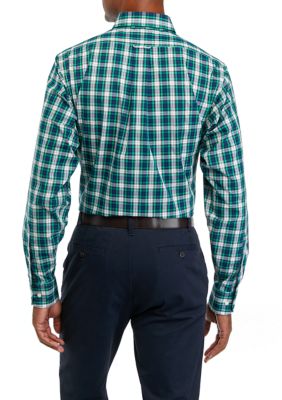 Long Sleeve Plaid Print Dress Shirt