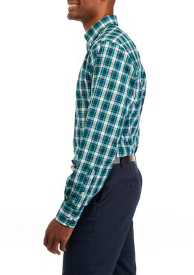 Long Sleeve Plaid Print Dress Shirt