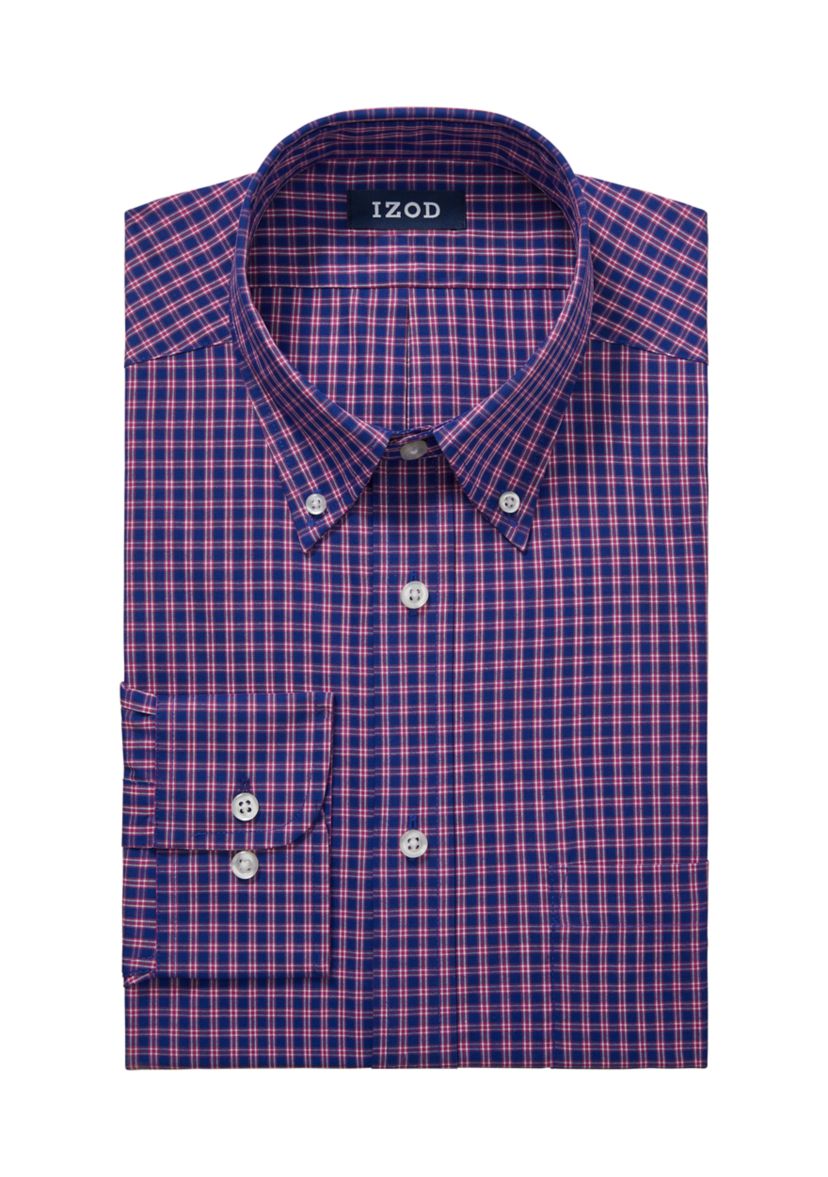 Mens Big Regular Fit Plaid Dress Shirt