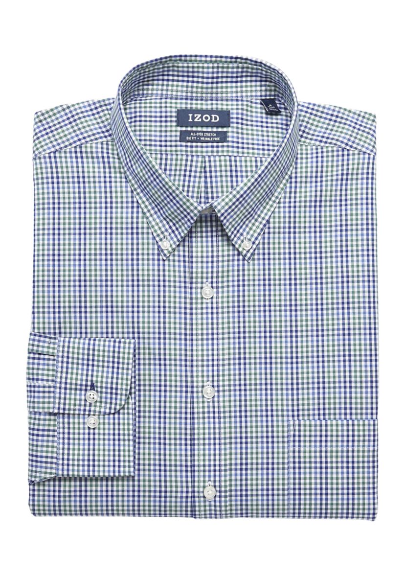Mens Big All Over Stretch Dress Shirt