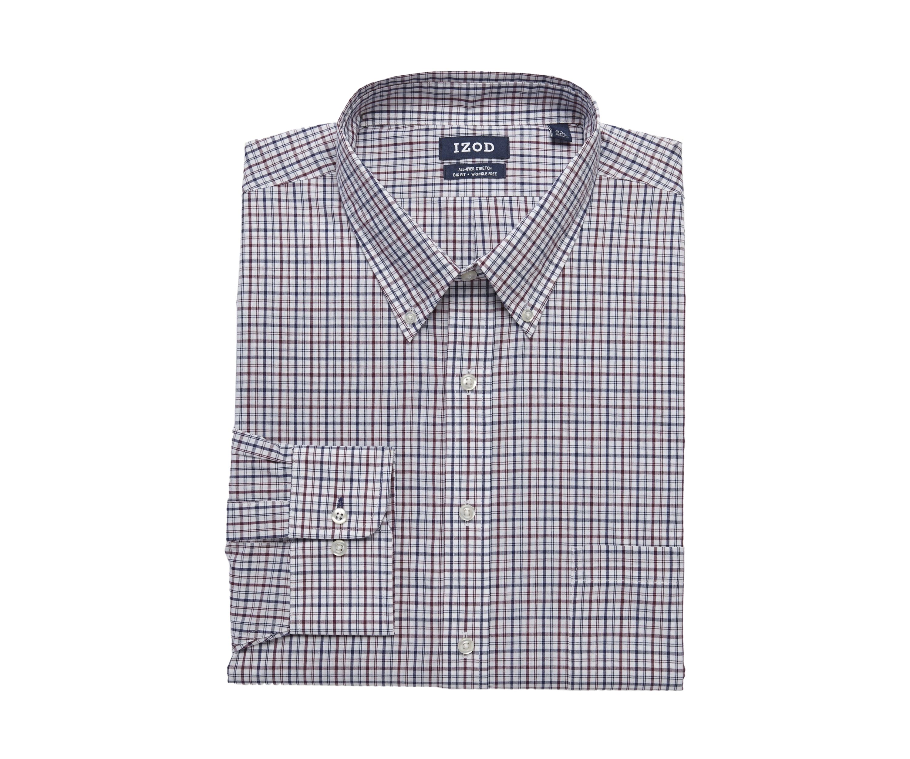 Mens Big All Over Stretch Plaid Dress Shirt