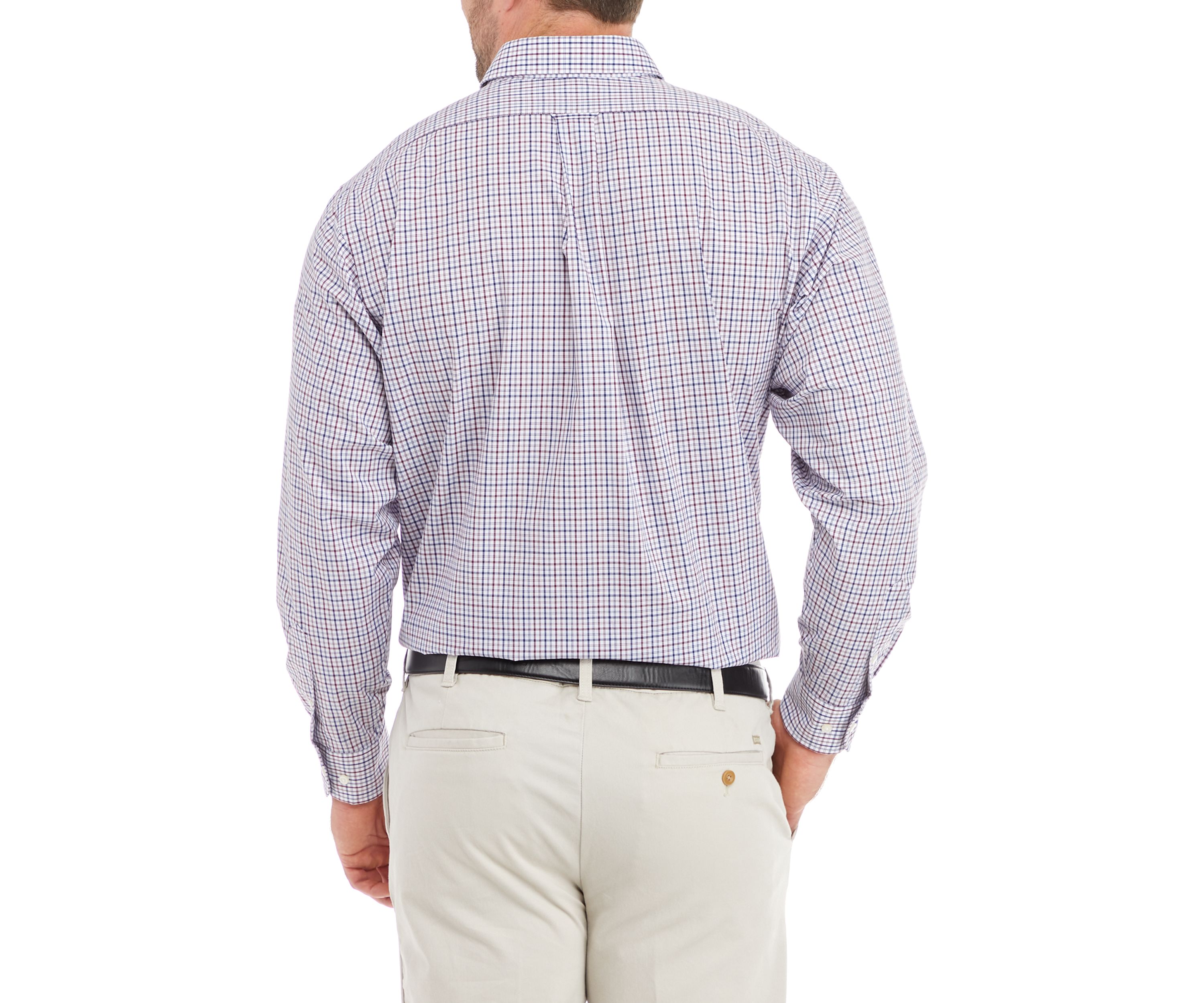 Mens Big All Over Stretch Plaid Dress Shirt