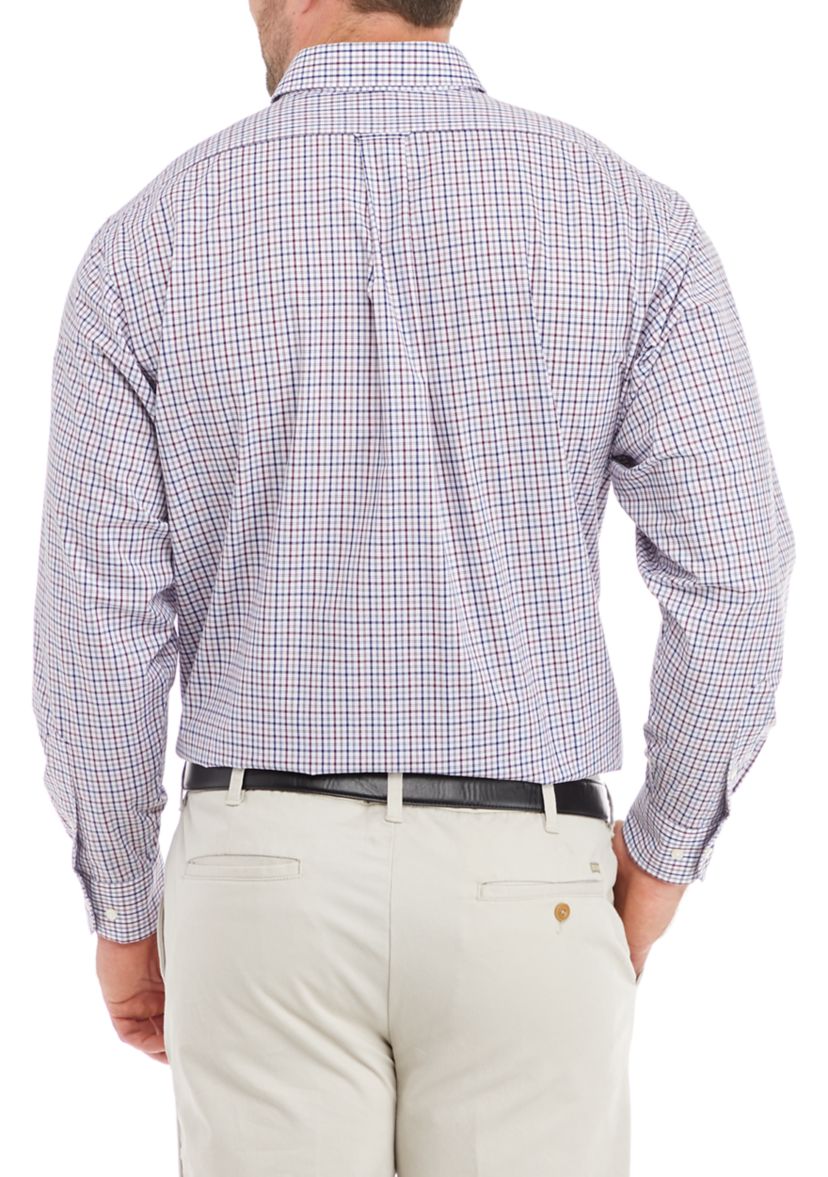 Mens Big All Over Stretch Plaid Dress Shirt