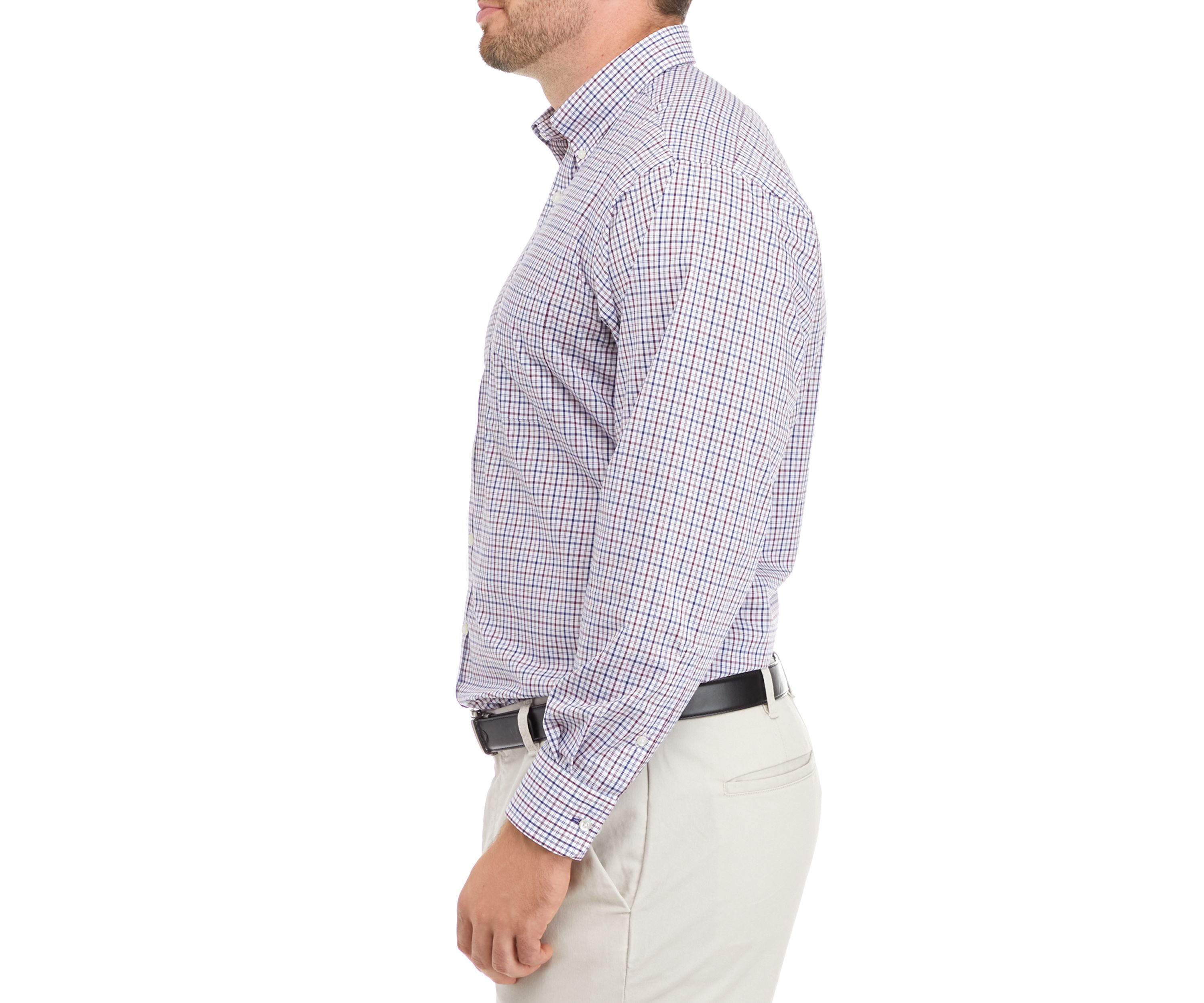 Mens Big All Over Stretch Plaid Dress Shirt
