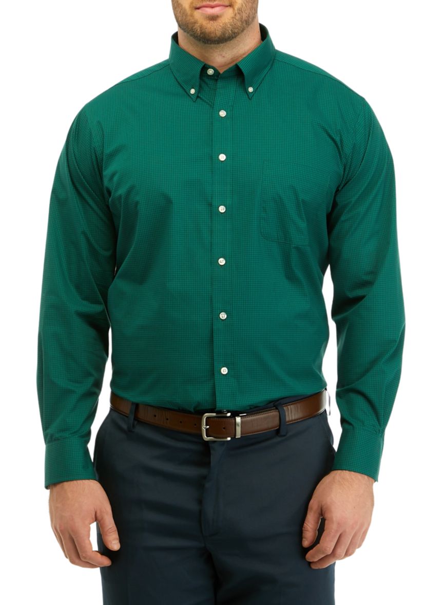 Mens Big All Over Stretch Gingham Dress Shirt