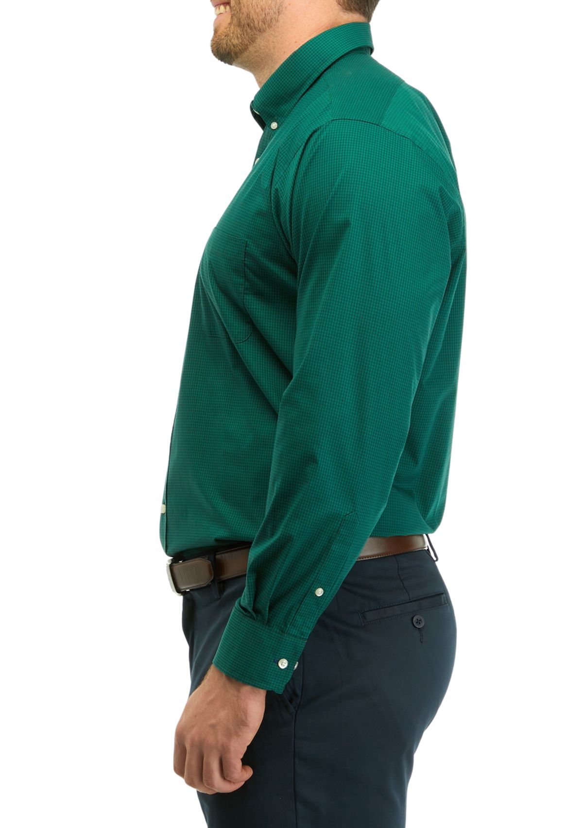 Mens Big All Over Stretch Gingham Dress Shirt