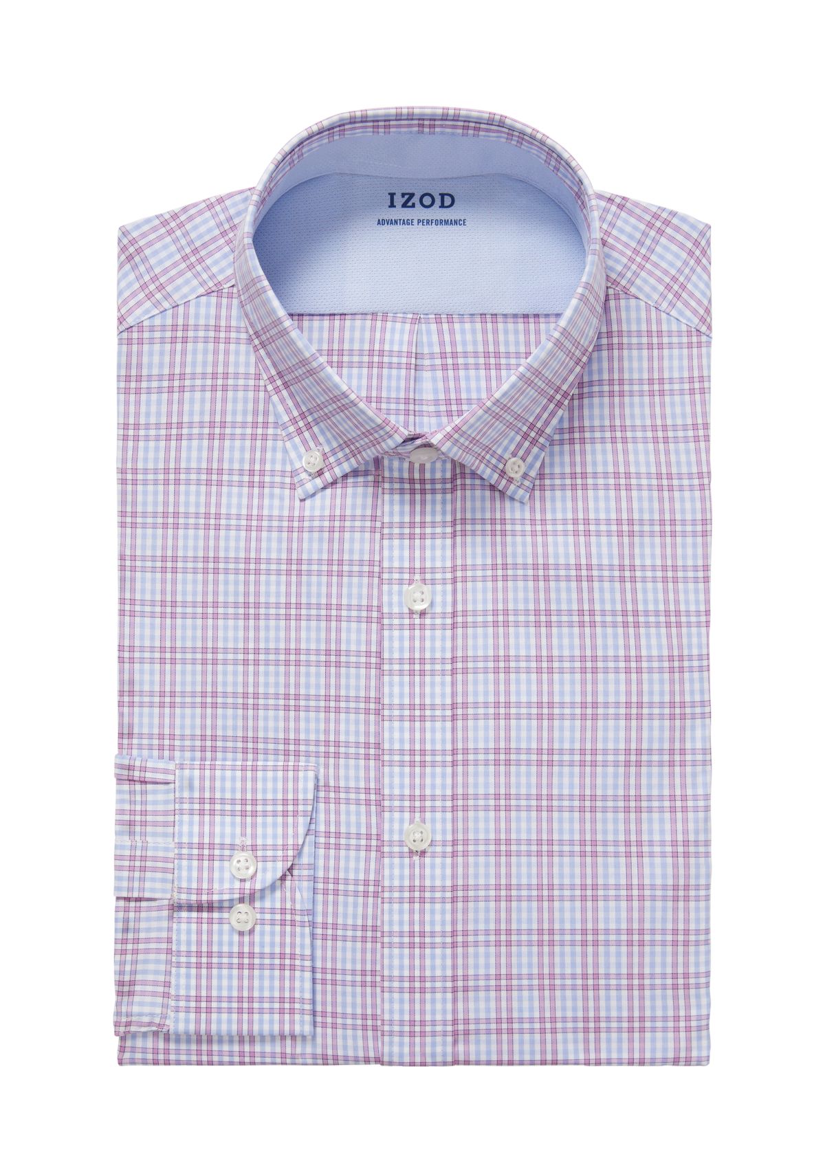 Mens Dress Shirt Slim Fit Stretch Cool FX Cooling Collar Check Dress Shirt