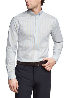 Men's Dress Shirt Slim Fit Stretch Cool FX Cooling Collar Check