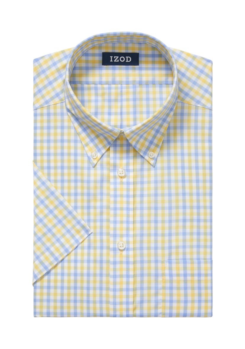 Mens Regular Fit All Over Stretch Short Sleeve Dress Shirt