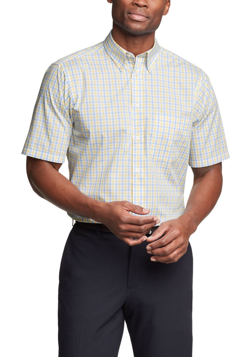 Mens Regular Fit All Over Stretch Short Sleeve Dress Shirt