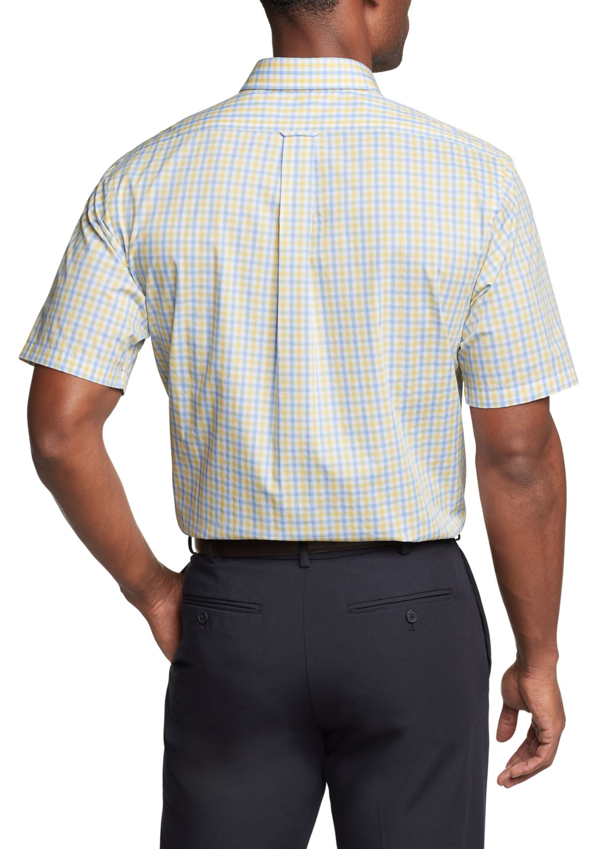 Mens Regular Fit All Over Stretch Short Sleeve Dress Shirt