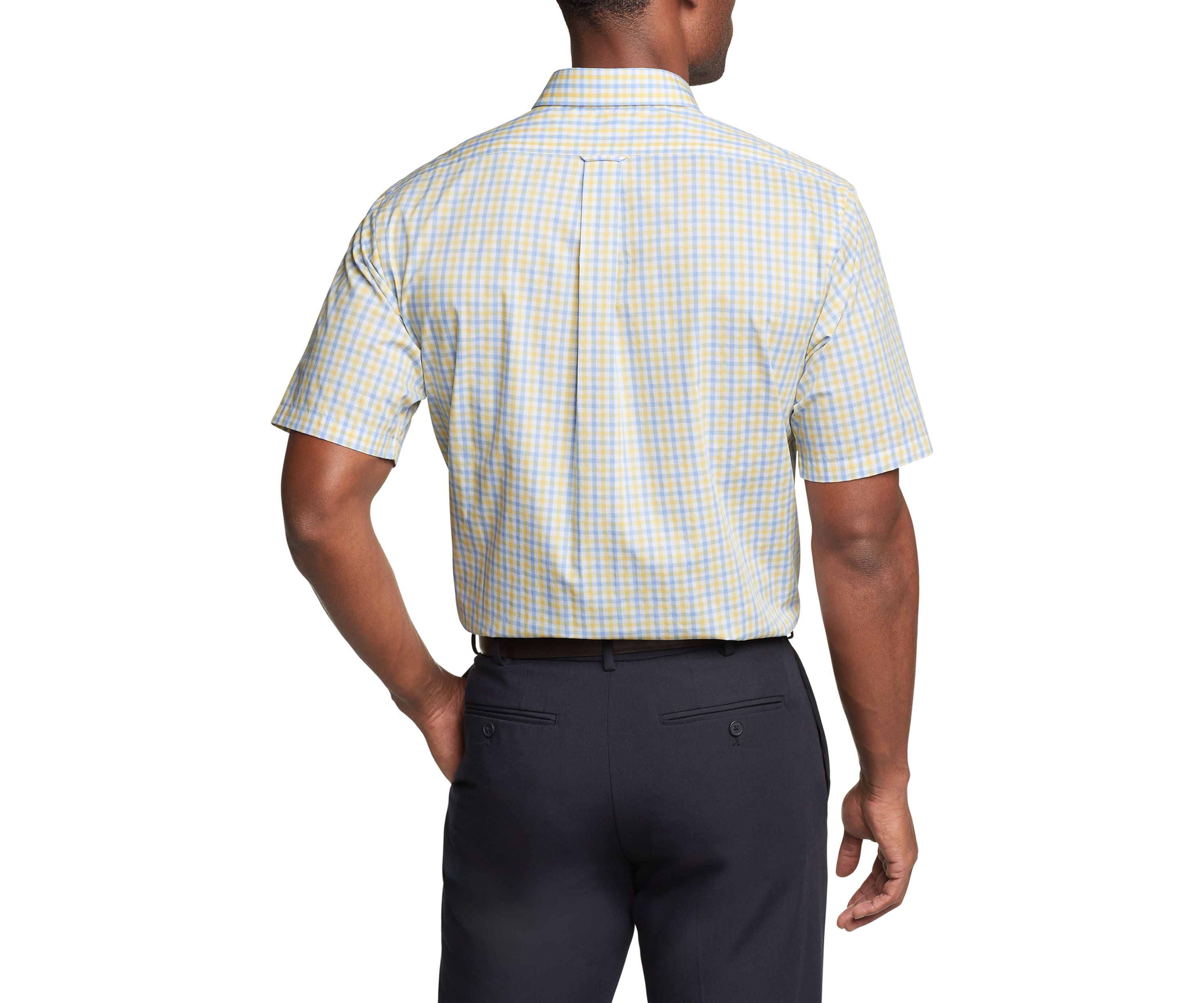 Mens Regular Fit All Over Stretch Short Sleeve Dress Shirt