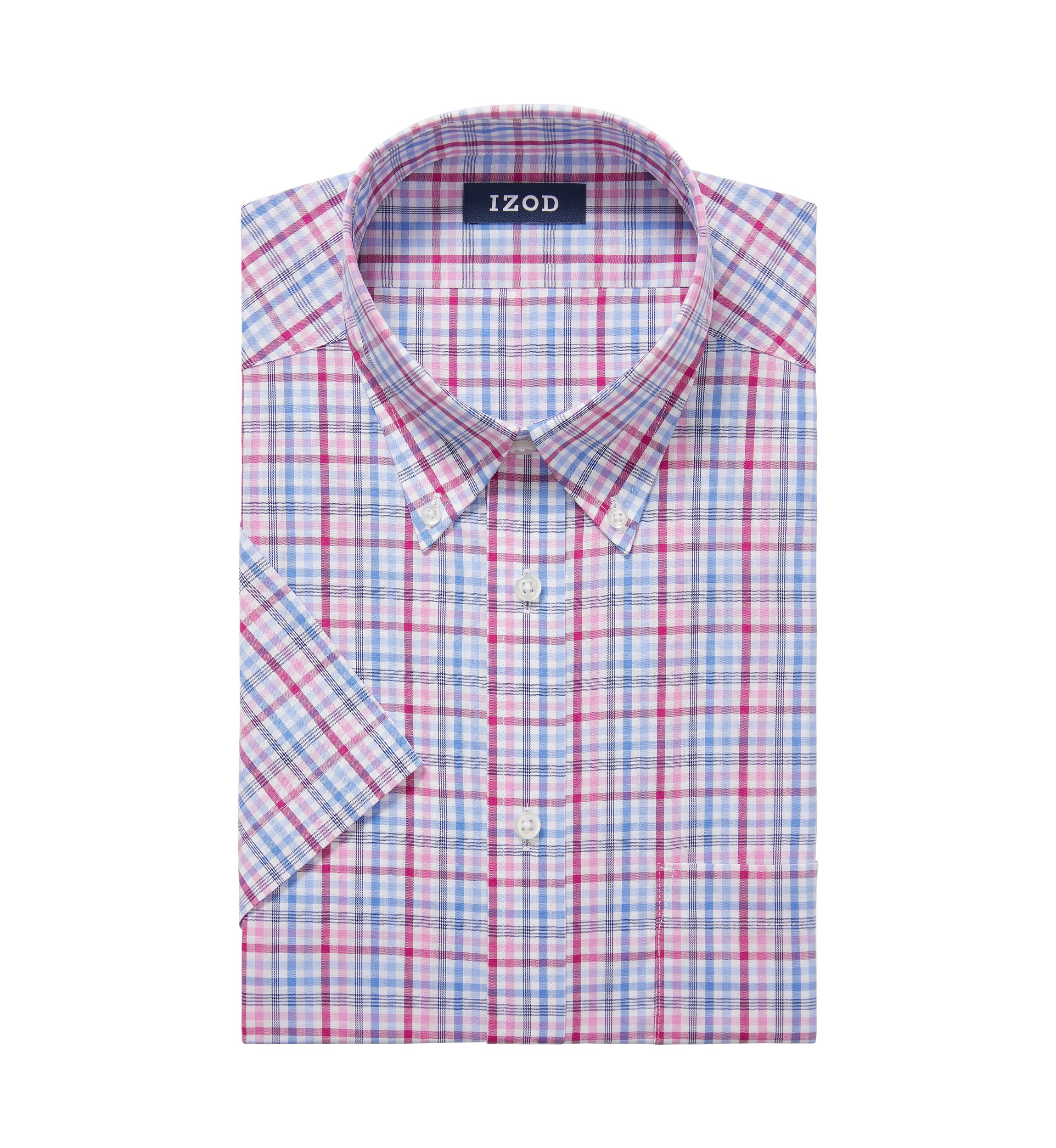 Mens Regular Fit All Over Stretch Short Sleeve Dress Shirt