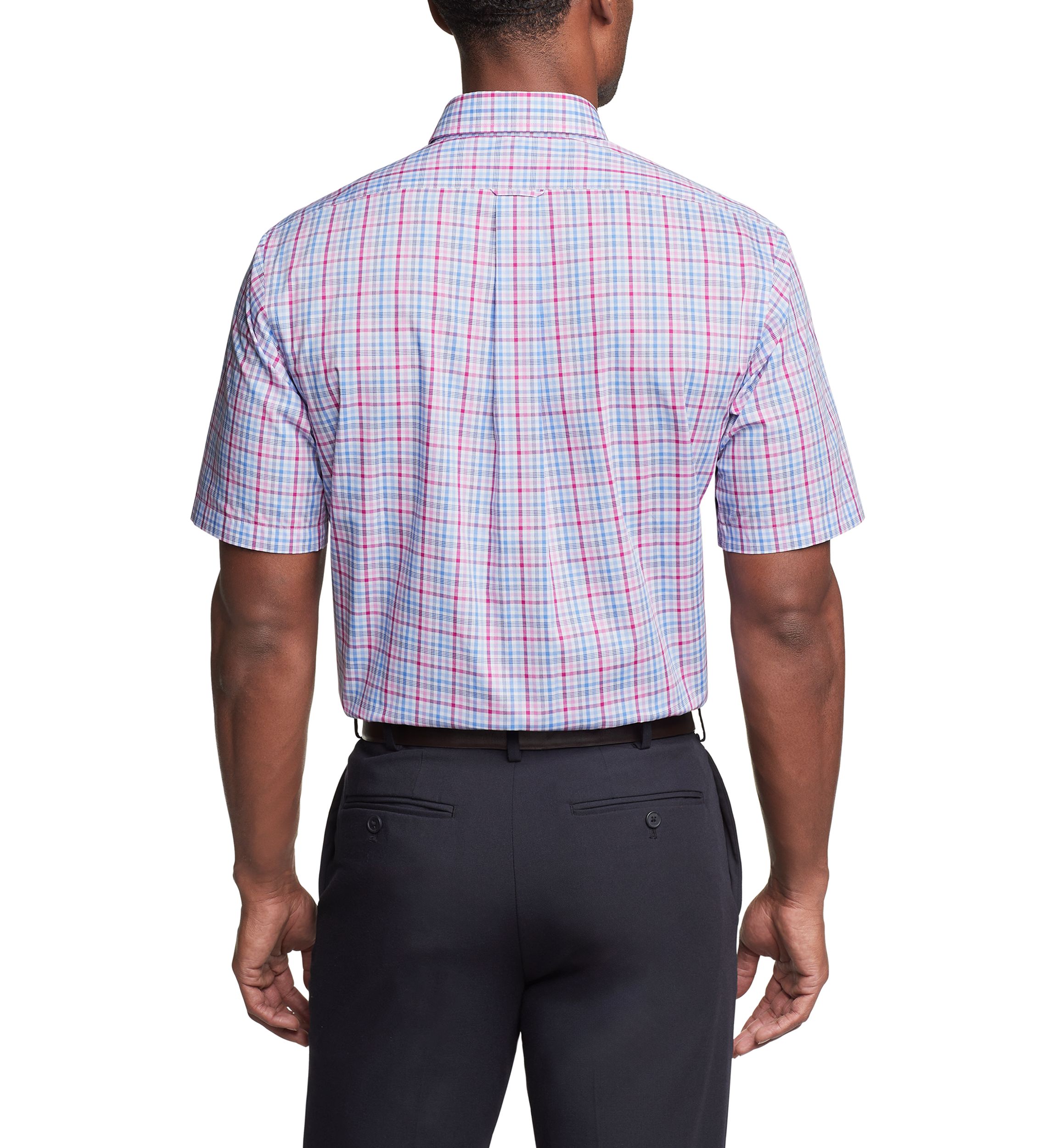 Mens Regular Fit All Over Stretch Short Sleeve Dress Shirt