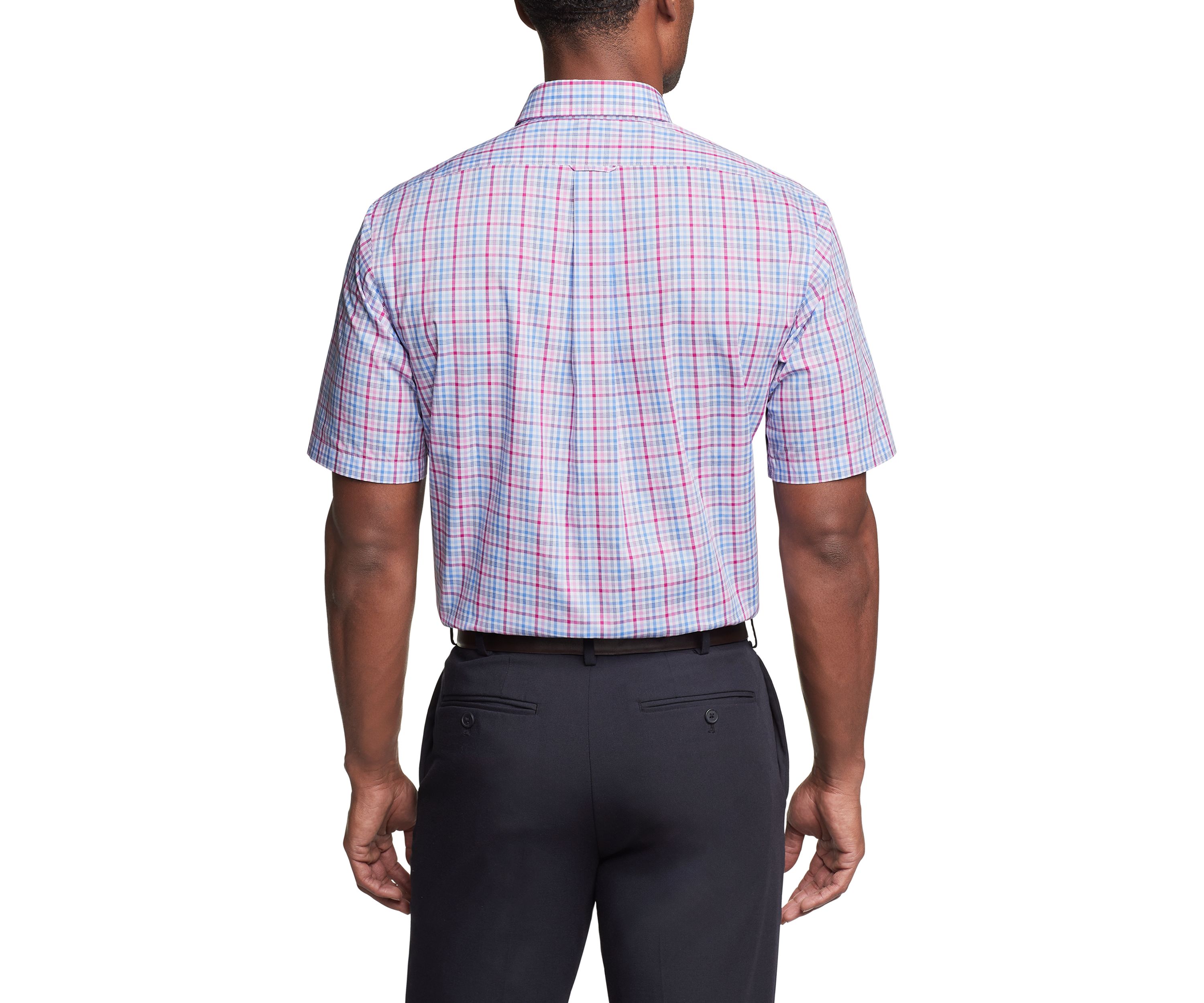 Mens Regular Fit All Over Stretch Short Sleeve Dress Shirt