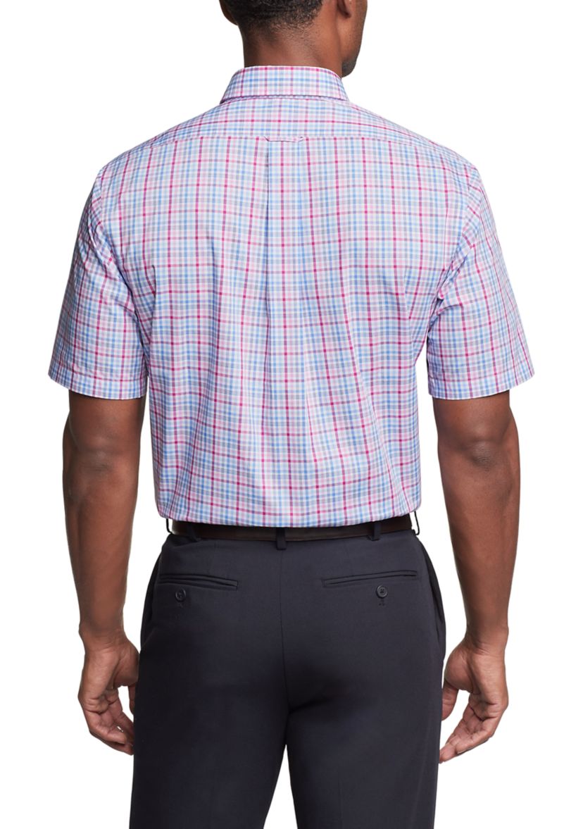 Mens Regular Fit All Over Stretch Short Sleeve Dress Shirt