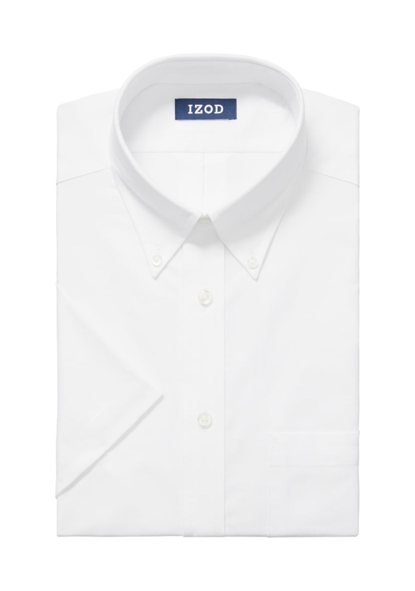 Mens Regular Fit All Over Stretch Short Sleeve Dress Shirt