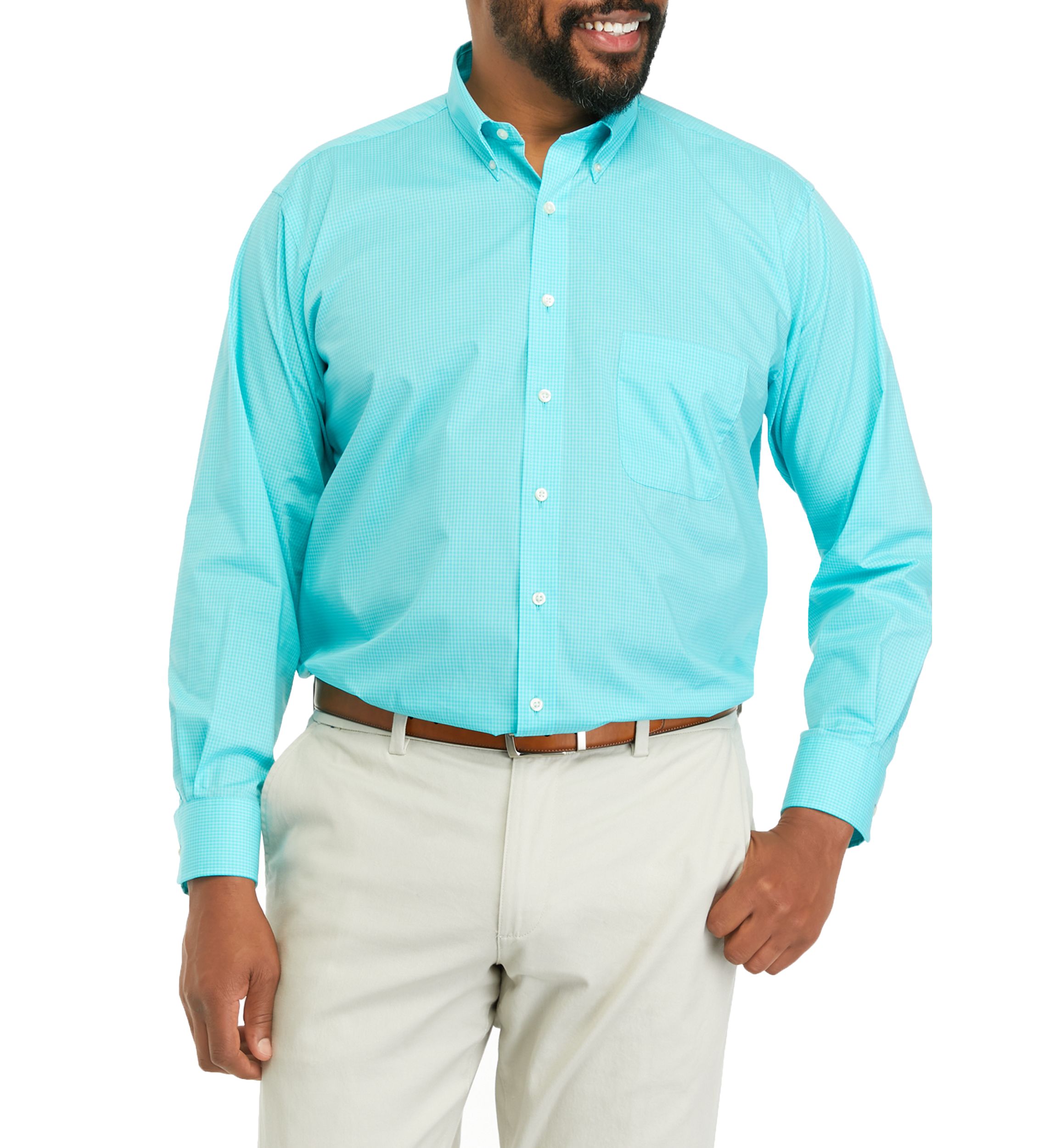 Mens Big Allover Stretch Dress Shirt