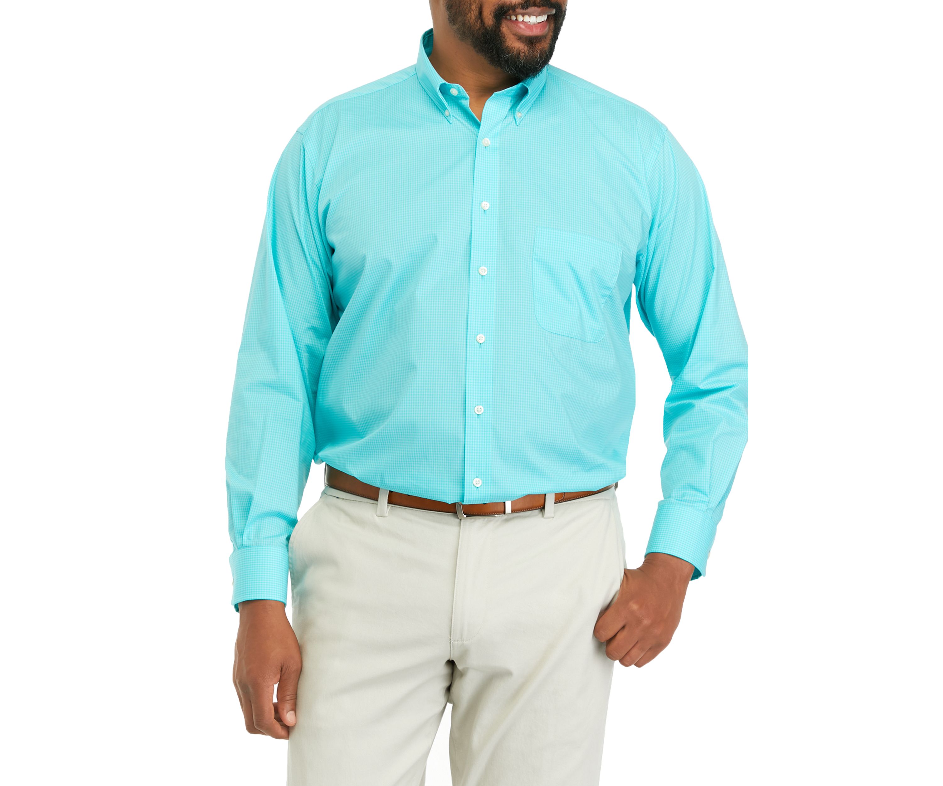 Mens Big Allover Stretch Dress Shirt
