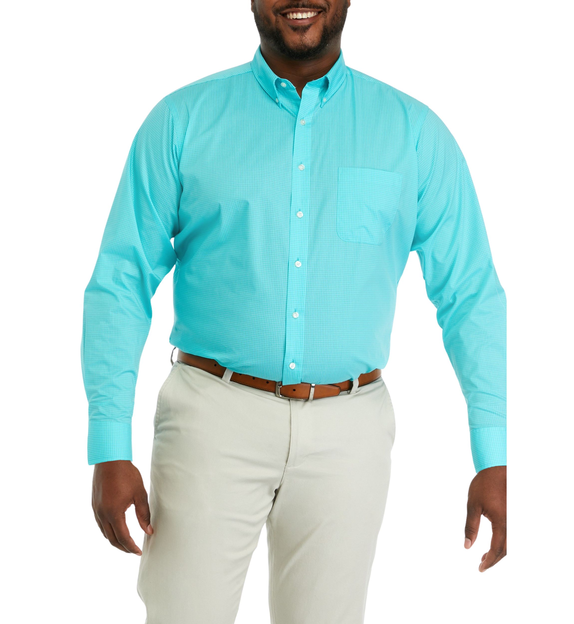 Mens Tall Allover Stretch Gingham Dress Shirt