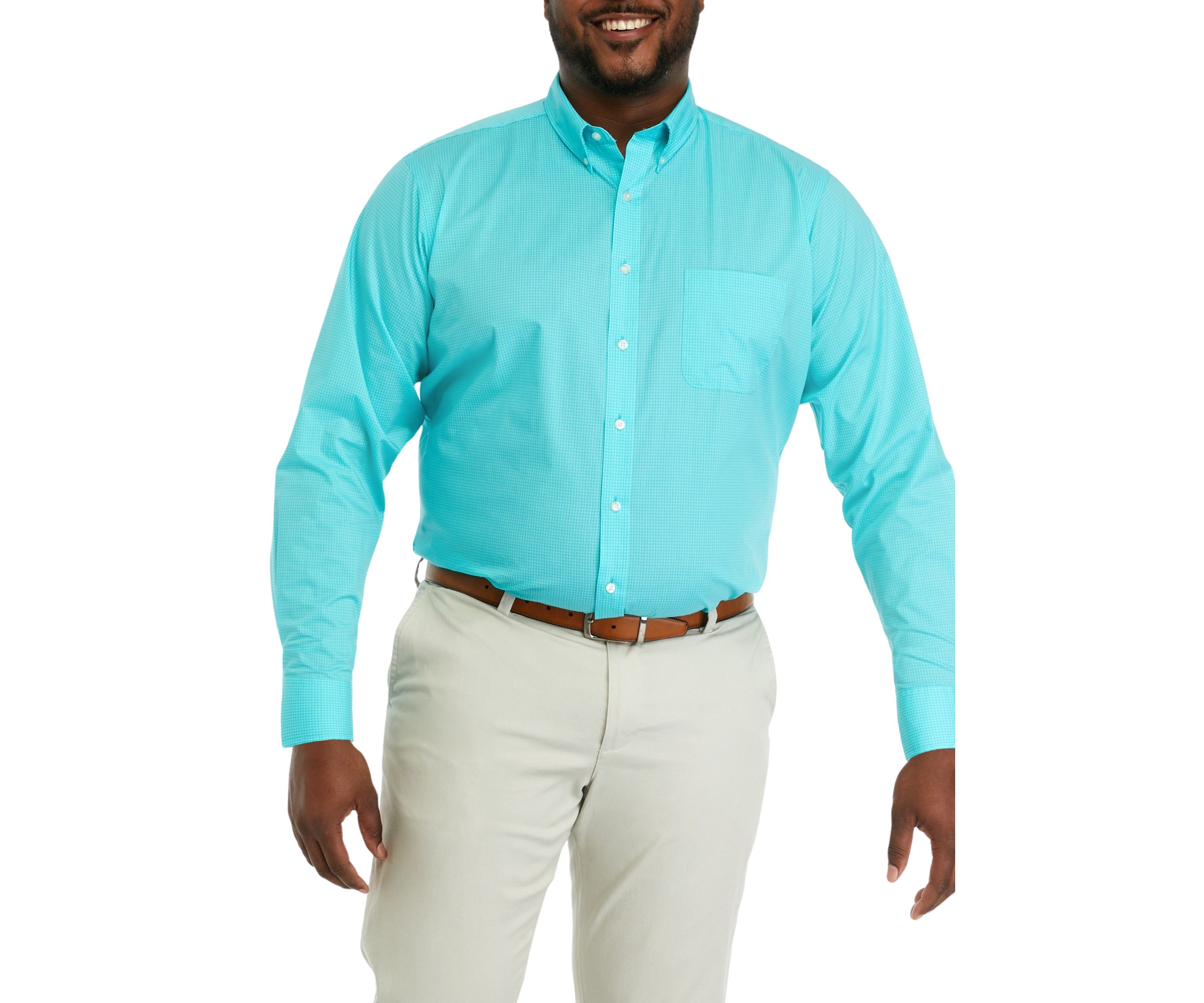 Mens Tall Allover Stretch Gingham Dress Shirt