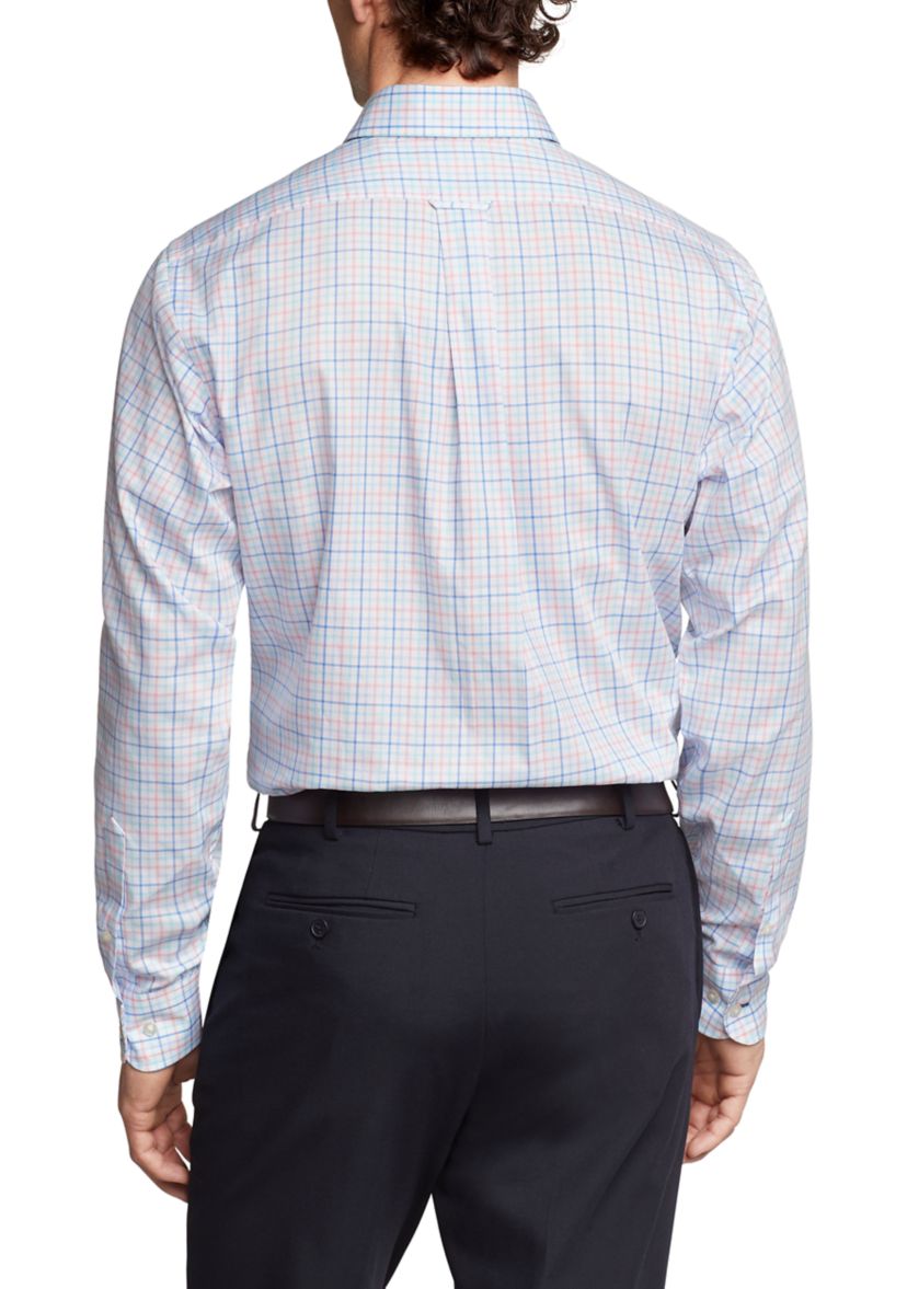 Mens Dress Shirt Regular Fit Stretch Solid Button Down Spread Collared Shirt