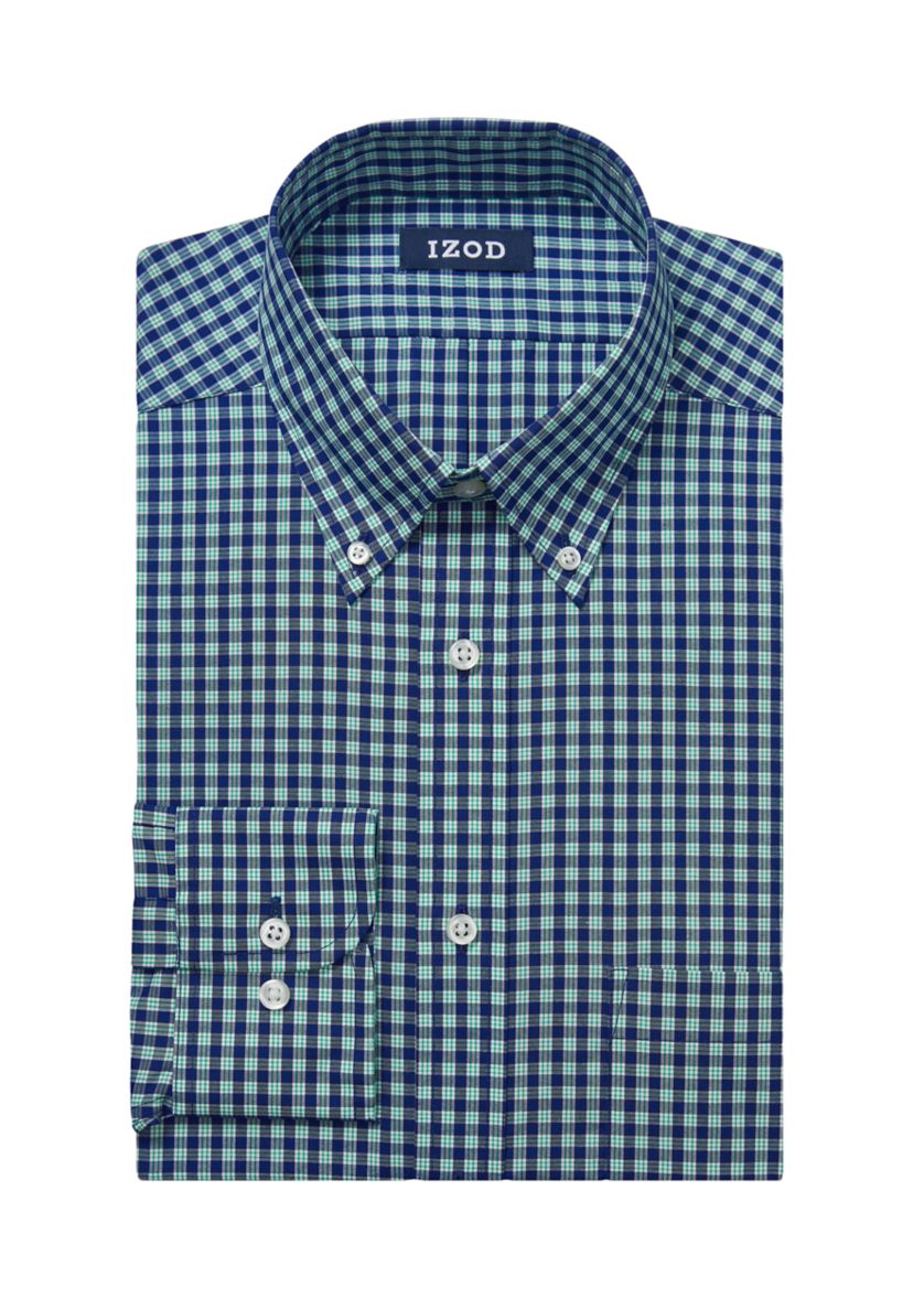 Mens Big Plaid Printed Stretch Dress Shirt