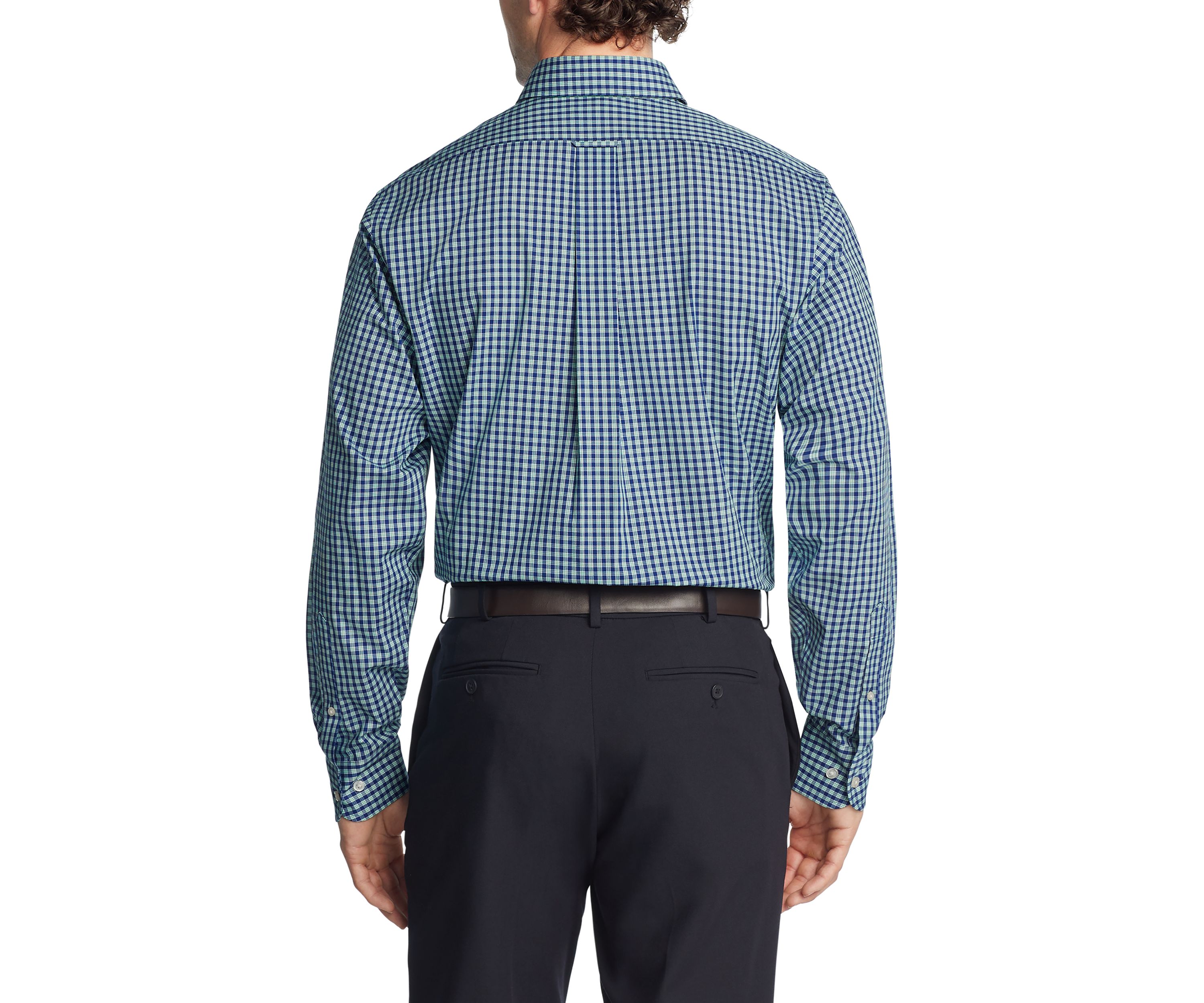 Mens Big Plaid Printed Stretch Dress Shirt