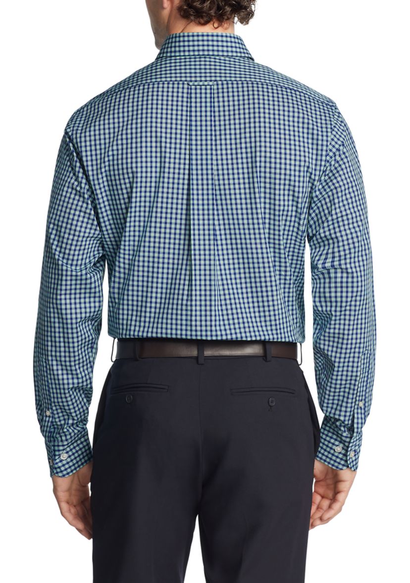 Mens Big Plaid Printed Stretch Dress Shirt