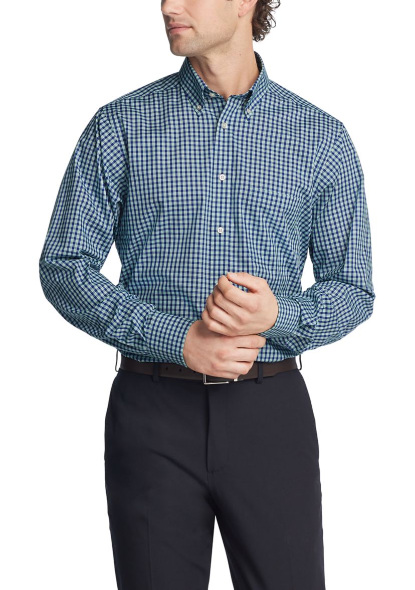 Mens Tall Plaid Printed Stretch Dress Shirt