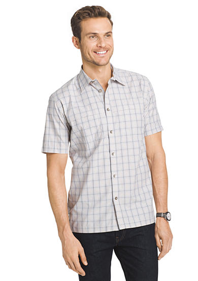 Van Heusen Plaid Traveler Short Sleeve Woven Shirt - Belk.com