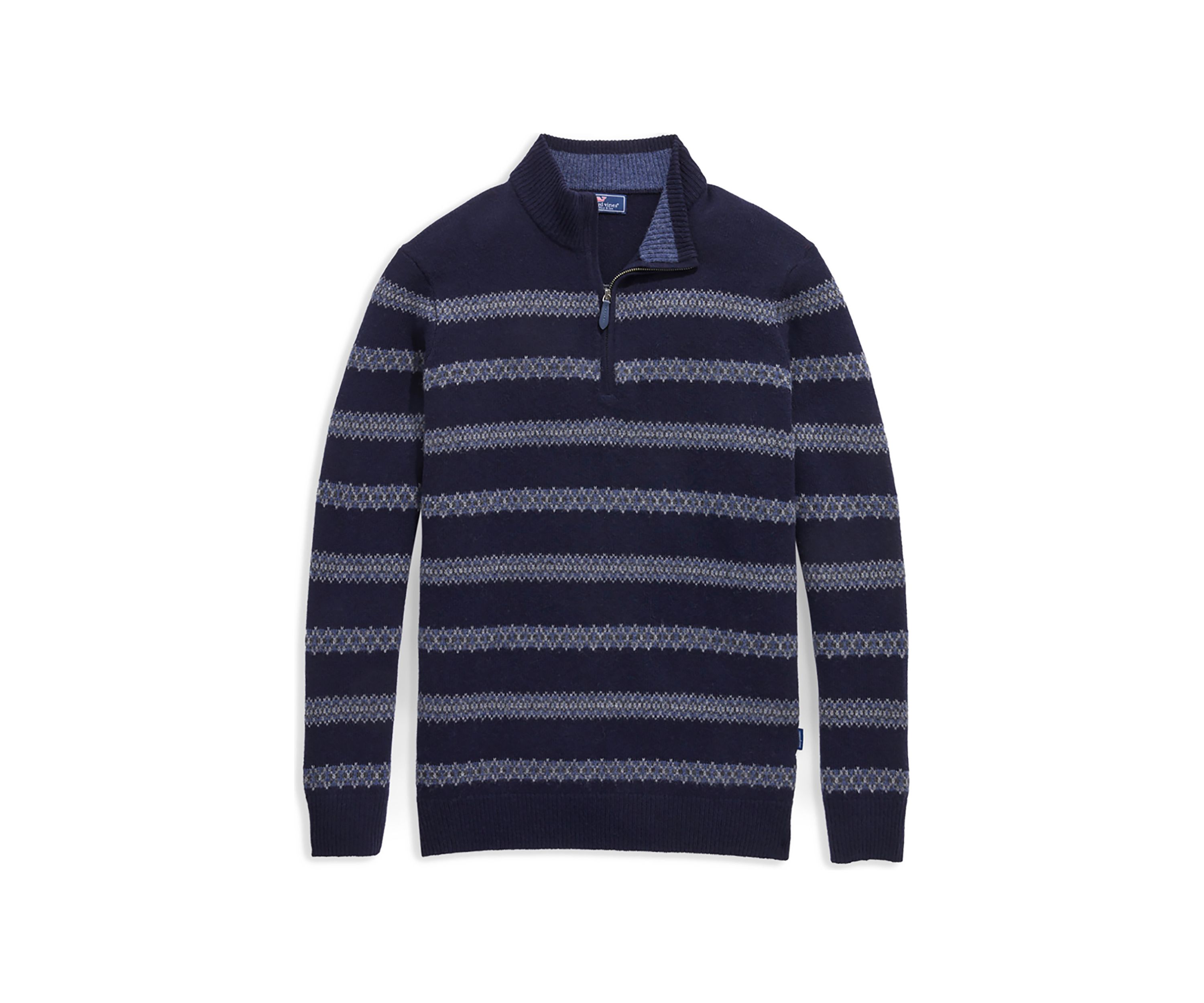 Mens Fairisle Stripe 1/4 Zip Jacket