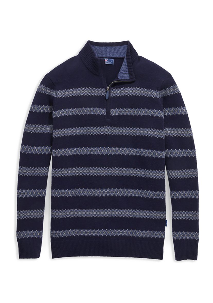 Mens Fairisle Stripe 1/4 Zip Jacket