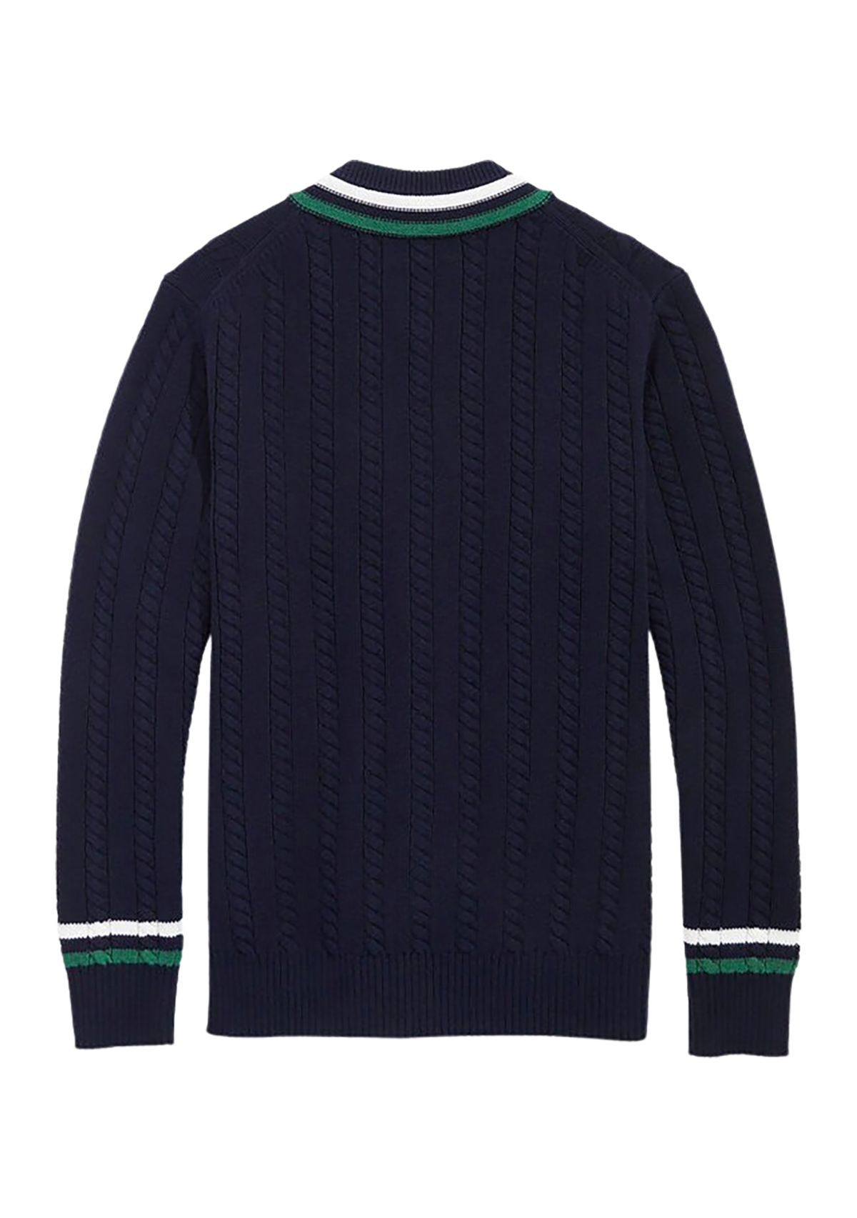 Mens Varsity Cable V-Neck Sweater