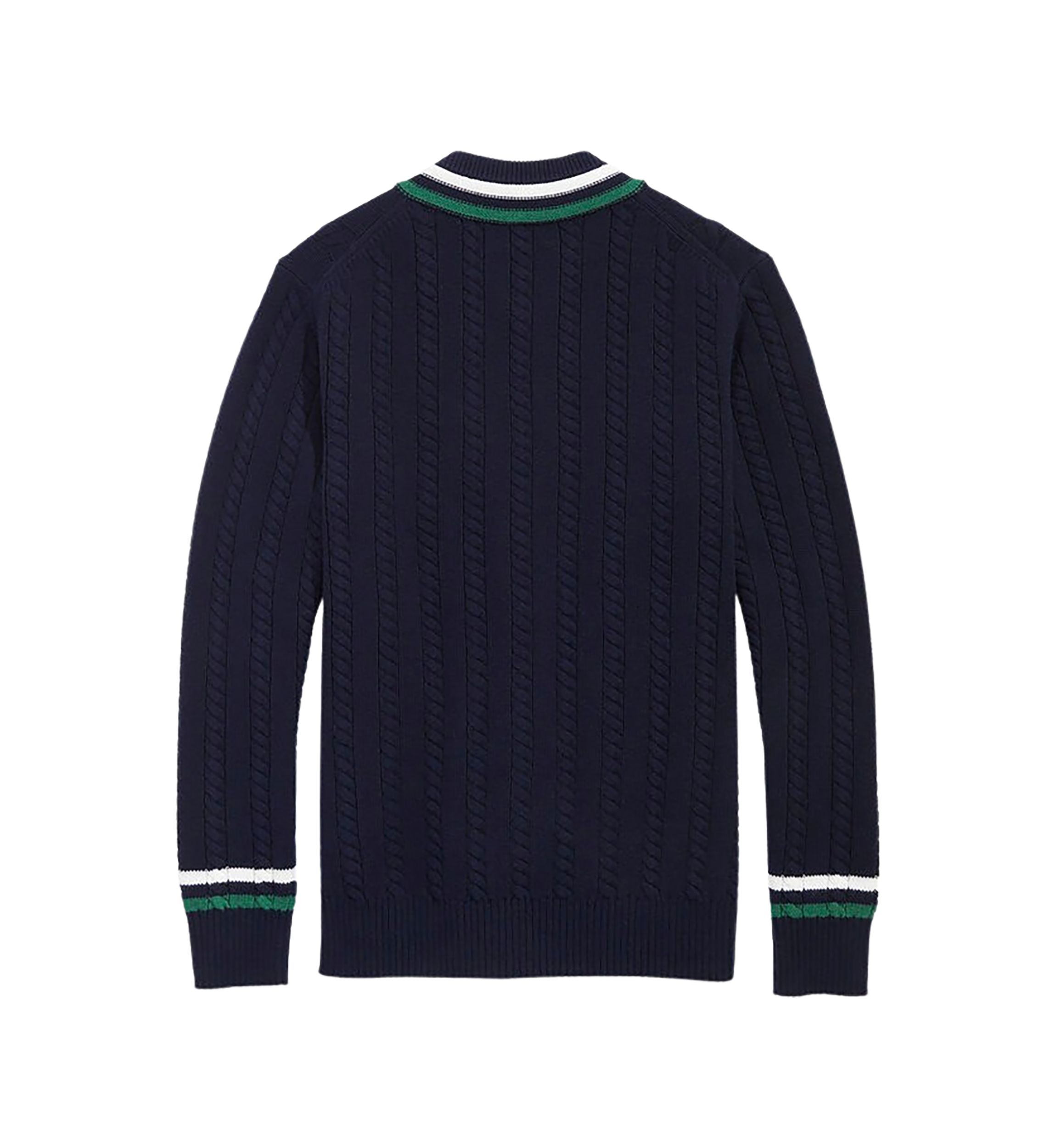 Mens Varsity Cable V-Neck Sweater