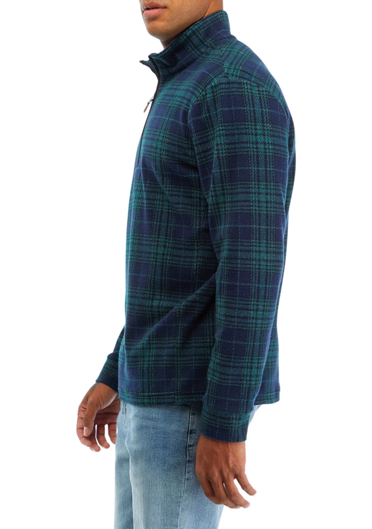 Mens Boathouse Tartan Plaid Quarter Zip Sweater