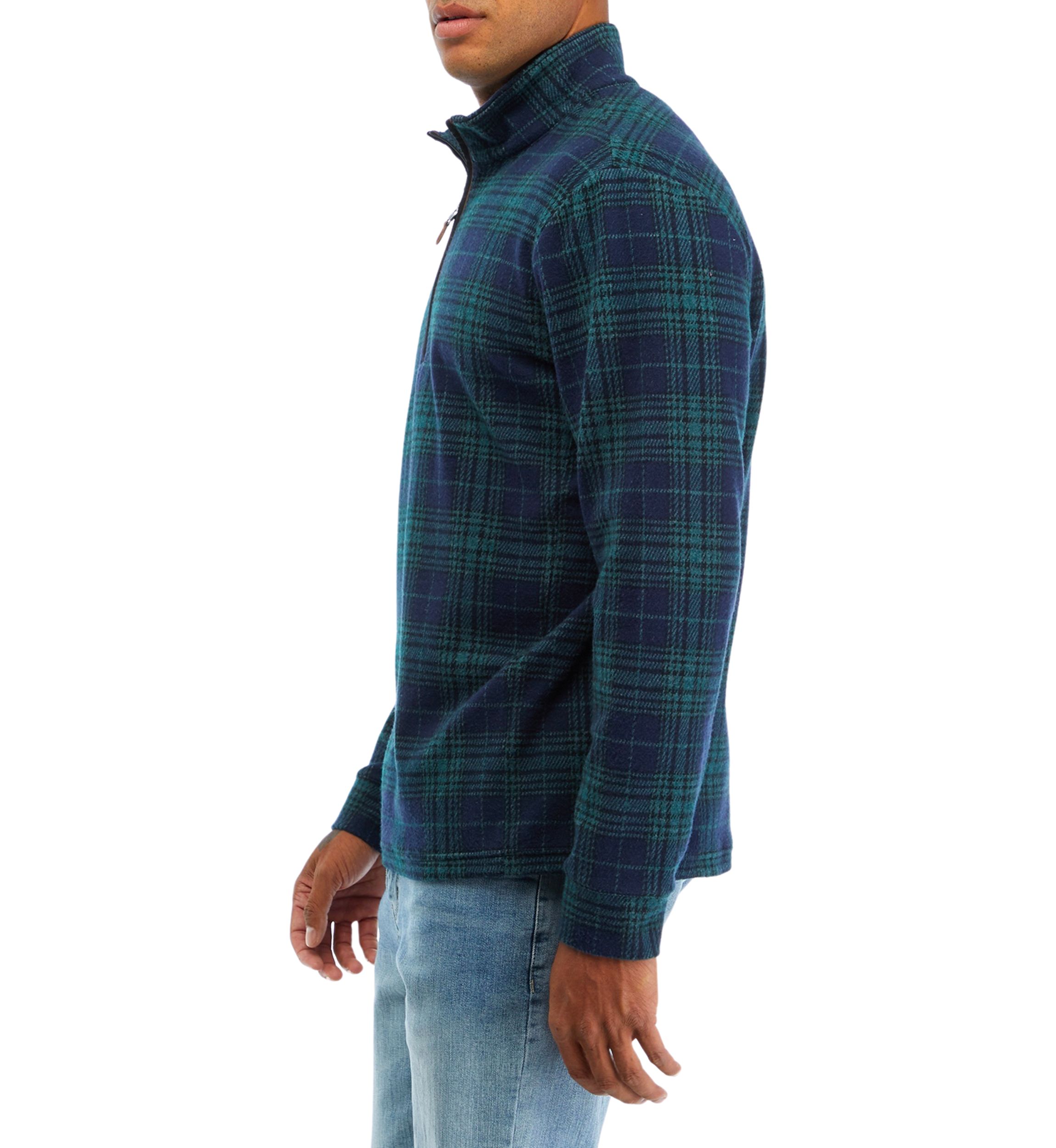 Mens Boathouse Tartan Plaid Quarter Zip Sweater