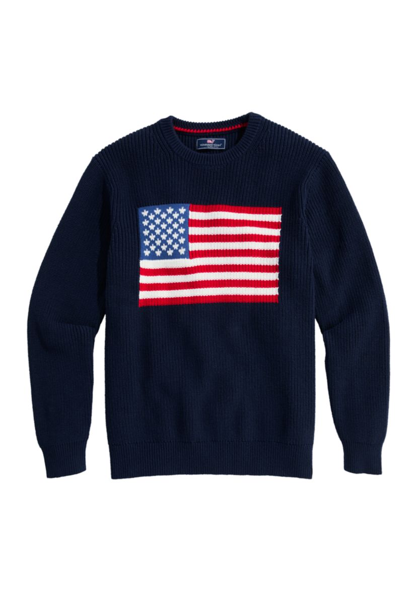 Mens American Flag Crew Neck Sweater
