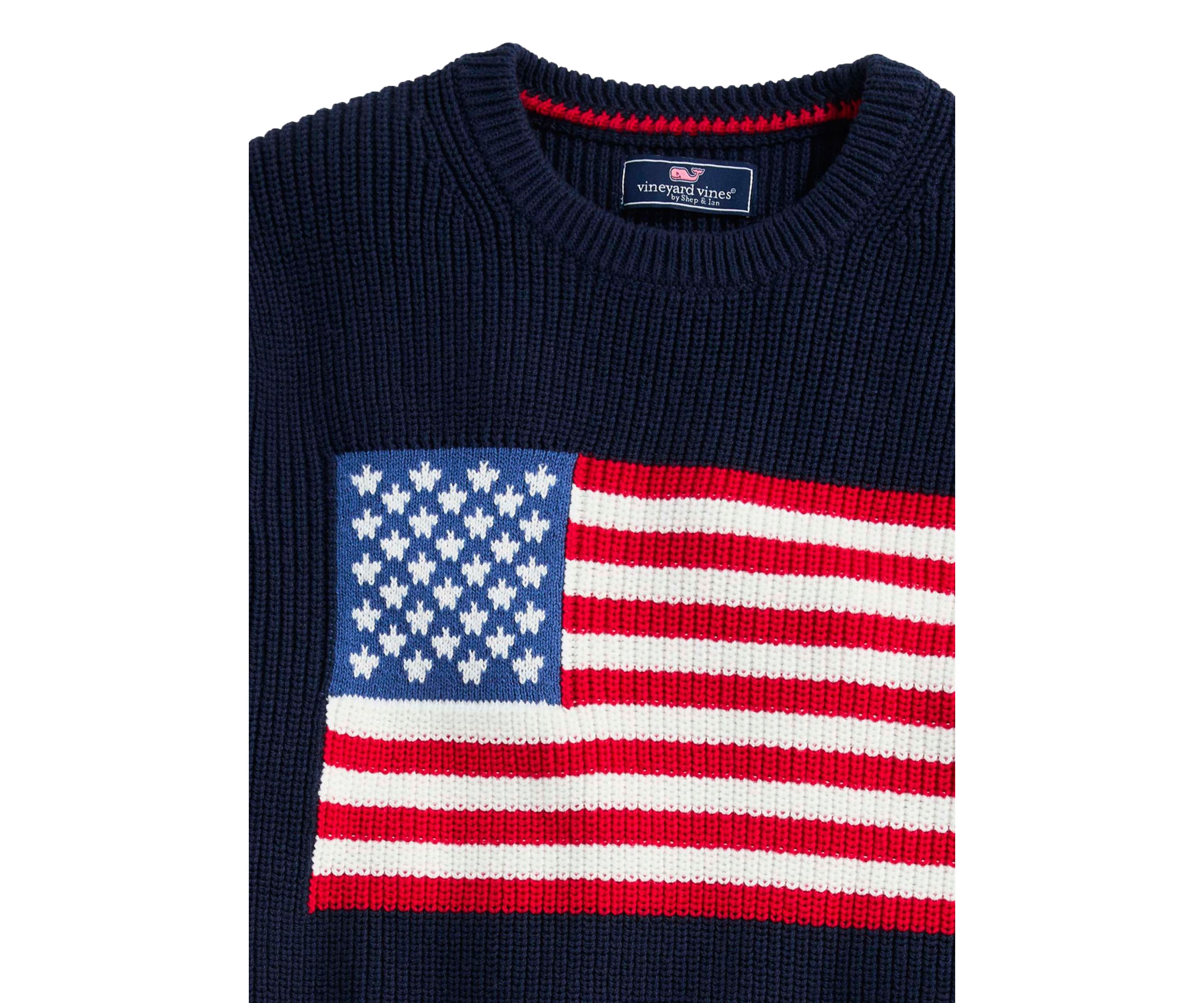 Mens American Flag Crew Neck Sweater