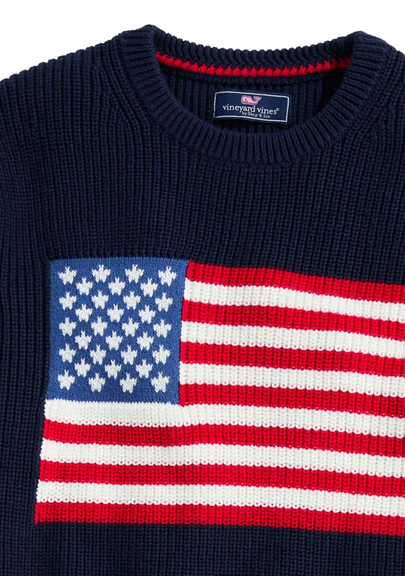 Mens American Flag Crew Neck Sweater