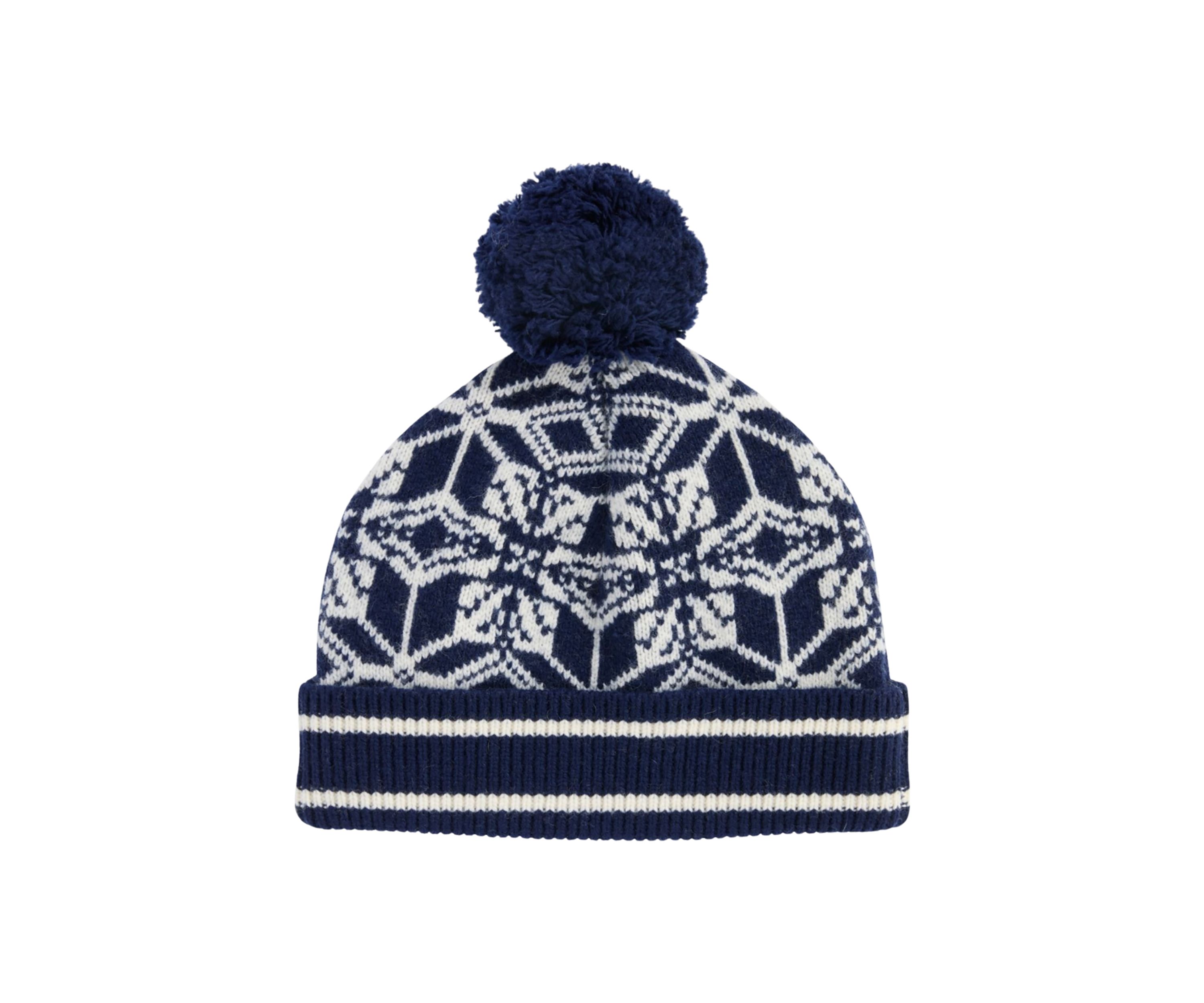 Mens Merino Wool Snowflake Beanie