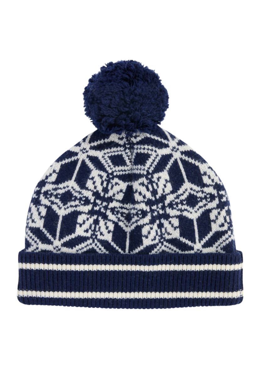 Mens Merino Wool Snowflake Beanie